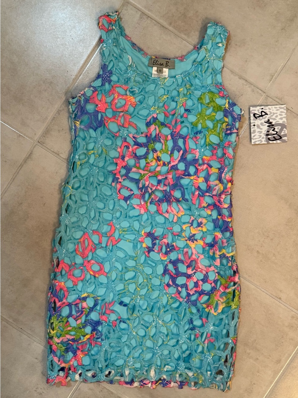Elisa B Sz 10 Blue Floral Dress NWT